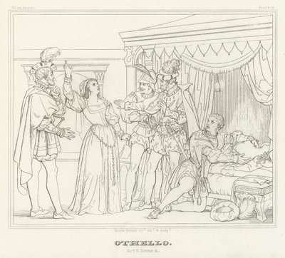 Otelo, Acto V, Escena 2 (grabado) de Friedrich August Moritz Retzsch
