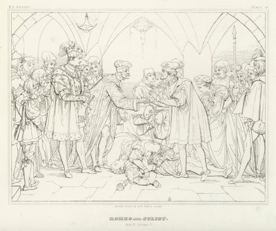 Romeo y Julieta, Acto V, Escena 3 (grabado) de Friedrich August Moritz Retzsch