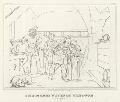 Las Alegres Comadres de Windsor, Acto II, Escena 2 (grabado) de Friedrich August Moritz Retzsch