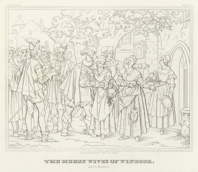 Las Alegres Comadres de Windsor, Acto I, Escena 1 de Friedrich August Moritz Retzsch