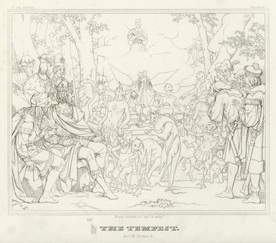 La Tempestad, Acto III, Escena 3 (grabado) de Friedrich August Moritz Retzsch