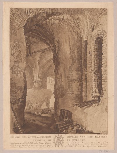 Vista de la bóveda subterránea del castillo de Vredenburg en Utrecht
Entrada a la bóveda subterránea del castillo de Vredenburg en Utrecht (título en el objeto) de Friedrich Christoph Dietrich