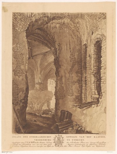 Vista de la bóveda subterránea del castillo de Vredenburg en Utrecht de Friedrich Christoph Dietrich