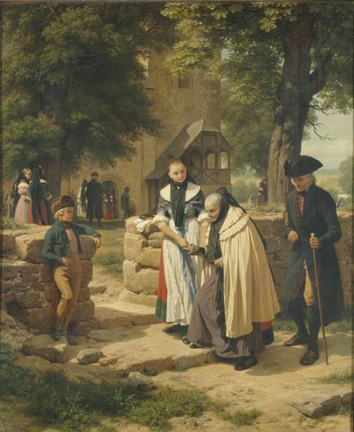 Campesinos de Brunswick yendo a una iglesia, 1855 de Friedrich Eduard Meyerheim