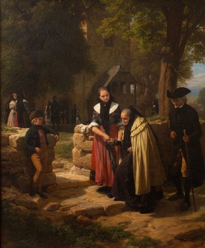 Delante de la iglesia. de Friedrich Eduard Meyerheim