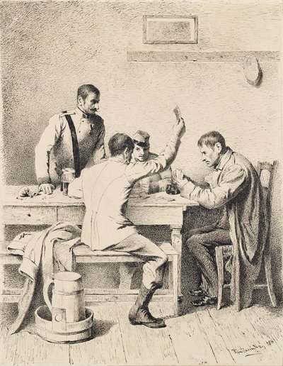 Soldados jugando a las cartas de Friedrich Friedländer Ritter von Malheim