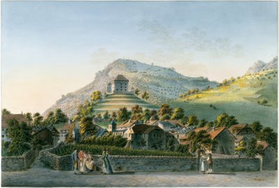 La aldea de Clarens desde la orilla del lago de Friedrich Georg Wexelberg