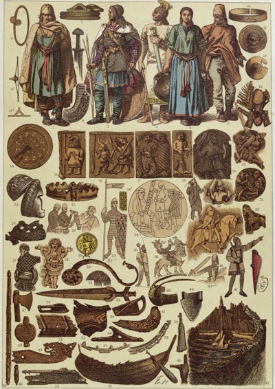 Trajes y objetos escandinavos hasta 1200, finales del siglo XIX de Friedrich Hottenroth