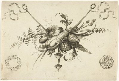 Festival con flores, bladeren y vruchten Diferentes nuevos adornos de flores y frutas (título de la serie) de Friedrich Jacob Morisson