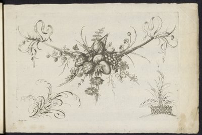 Festool van vruchten, bladeren en bloemen Diferentes nuevos adornos de flores y frutas (título de la serie) de Friedrich Jacob Morisson
