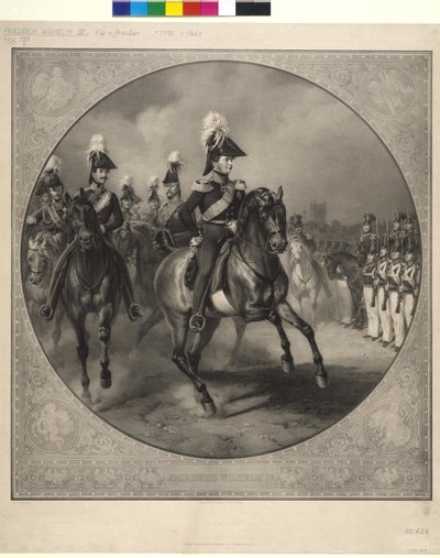 Retrato ecuestre Federico Guillermo IV (litografía) de Friedrich Jentzen