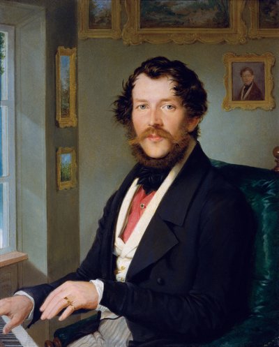 Retrato de un caballero frente al piano de Friedrich Johann Gottlieb Lieder