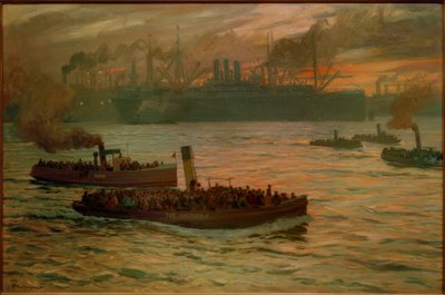 Fin de jornada. En el puerto de Hamburgo de Friedrich Kallmorgen