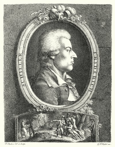 Friedrich Schiller, poeta, dramaturgo y filósofo alemán (grabado) de Friedrich Kirschner