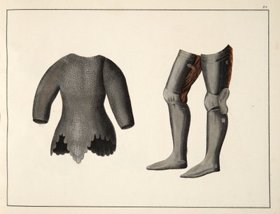 Armadura, lámina de Una historia del desarrollo y costumbres de la caballería, por Dr. Franz Kottenkamp, publicado por Carl Hoffmann, 1842 de Friedrich Martin von Reibisch