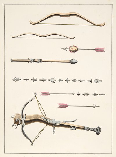 Arcos y flechas del siglo XIV-XV, lámina de 