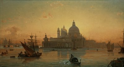 Ambiente nocturno en Venecia con Santa Maria della Salute de Friedrich Nerly