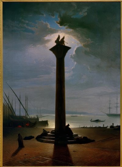 La columna de San Marcos en Venecia a la luz de la luna de Friedrich Nerly