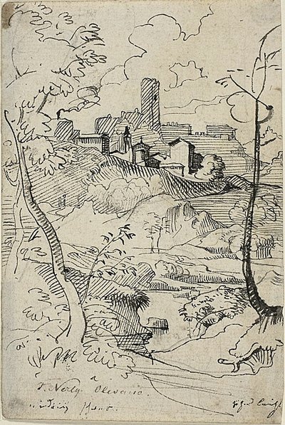Ciudad italiana con río (anverso); Vista de una ciudad (reverso) de Friedrich Nerly
