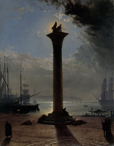 Luz de luna sobre la Piazzetta, c.1837 (óleo sobre lienzo) de Friedrich Nerly
