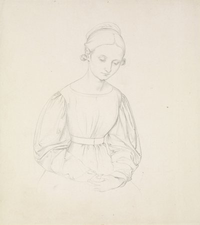 Retrato de la esposa del artista, Nina, c. 1830 (grafito sobre papel) de Friedrich Overbeck