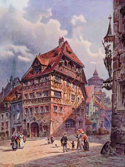 Casa de Albrecht Durer en Nuremberg, Alemania, como era en el siglo XIX, de 