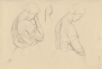 Dos figuras femeninas de medio cuerpo y un estudio de una mano de Friedrich Preller