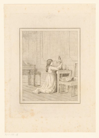 niña con muñeca Escenas de la vida cotidiana en Italia (título de la serie) Figura prese dal vero (título de la serie sobre el objeto) de Friedrich Rehberg