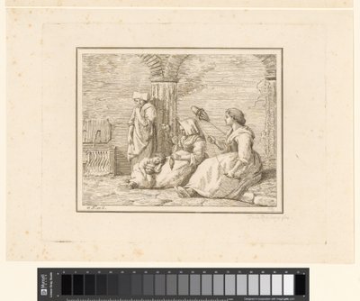 mujeres girando Escenas de la vida cotidiana en Italia (título de la serie) Figura prese dal vero (título de la serie sobre el objeto) de Friedrich Rehberg
