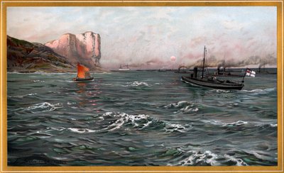 Kaiserliche Marine Bliz mit Torpedobootsdivisionen bei Stubbenkammer por Friedrich Schwinge, nr10 de G. Wislicenus, Unsre Kriegsflotte. de Friedrich Schwinge