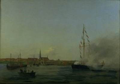 El puerto de Nyborg. En primer plano el cúter "Neptun" de Friedrich Theodore Kloss