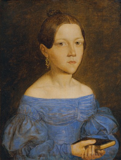 Busto de una joven con un vestido azul de Friedrich Wasmann