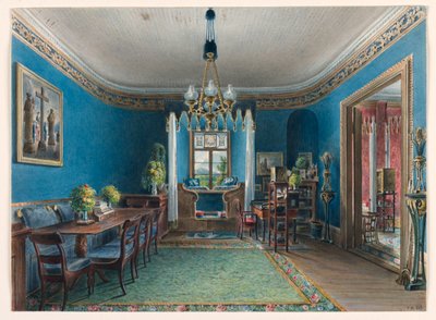 Dibujo, El salón azul, Schloss Fischbach, 1846 de Friedrich Wilhelm Klose