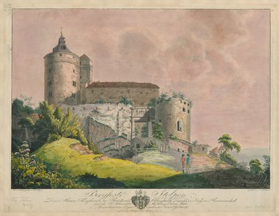 Bergfeste Stolpen, c.1800 (grabado en color) de Friedrich or Johann Friedrich Wizani