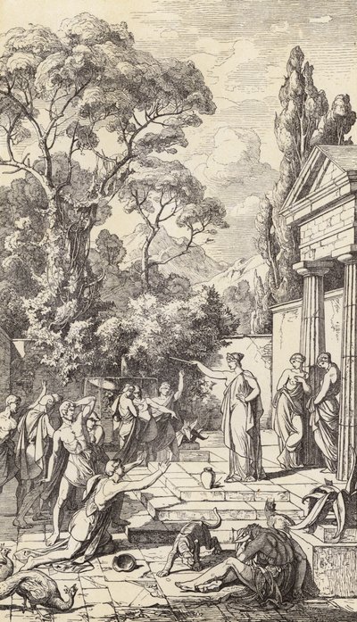 Circe haciendo su magia (grabado) de Friedrich the Elder Preller