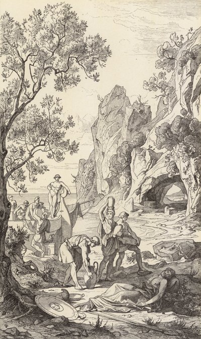 Regreso de Odiseo a Ítaca (grabado) de Friedrich the Elder Preller