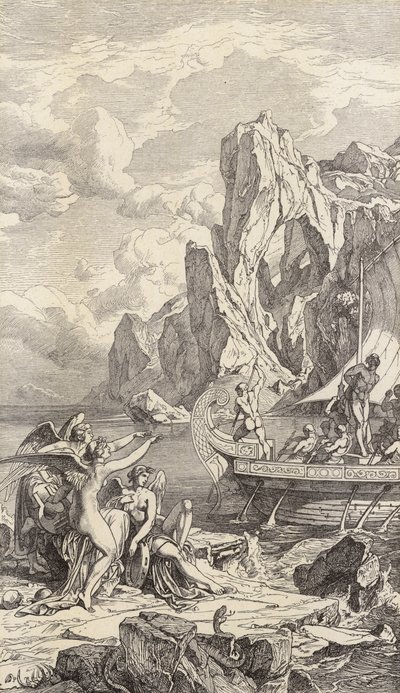 Odiseo y las sirenas (grabado) de Friedrich the Elder Preller