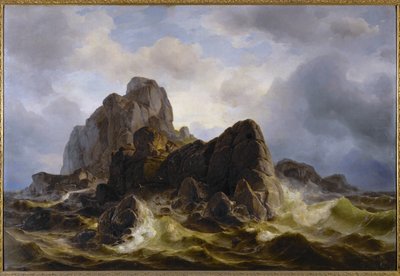 Roca entre rompientes (pintura) de Friedrich the Younger Preller