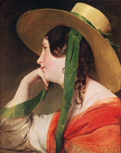 Niña con sombrero de paja amarillo de Friedrich von Amerling