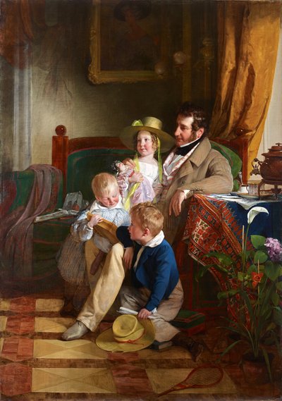 Rudolf von Arthaber y sus hijos Rudolf, Emilie y Gustav de Friedrich von Amerling