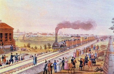 Llegada del primer tren de San Petersburgo a Tsarskoye Selo el 30 de octubre de 1837, 1837 de Friedrich von Martens