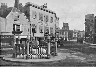 Piedra de la Coronación y Plaza del Mercado, Kingston-on-Thames, c1896 de Frith and Co