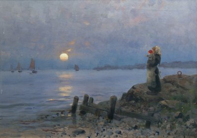 Mujer y niño en la playa de Frithjof Smith-Hald