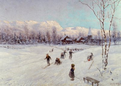 Escena de tobogán noruego, 1875 de Frithjof Smith Hald