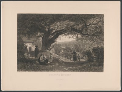 Escena de pueblo con habitantes vestidos de domingo
Sonntag Morgen (título en el objeto) de Fritz Dinger