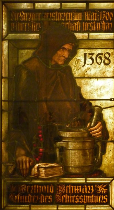 Berthold Schwarz, inventor de la pólvora, 1368 de Fritz Geiges