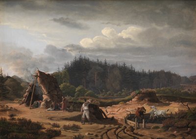 Un Pantano con Cortadores de Turba. Høsterkøb, Norte de Zelanda de Fritz Petzholdt