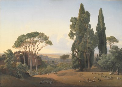 Una vista desde la Villa de Adriano, Tívoli de Fritz Petzholdt