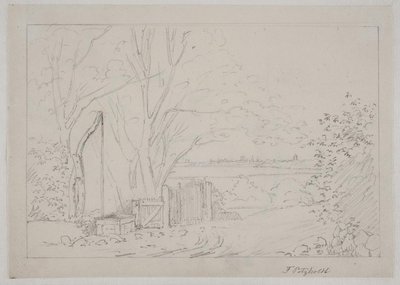 Paisaje con pozo de balancín en primer plano de Fritz Petzholdt