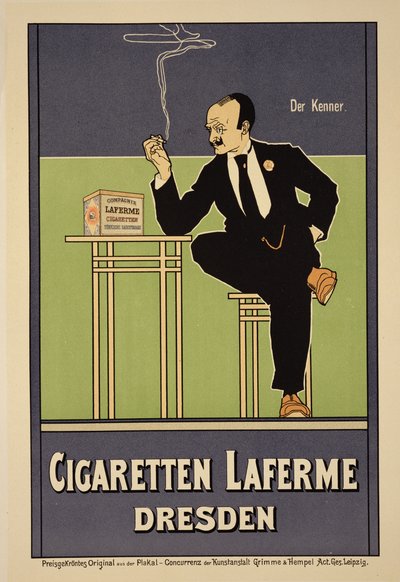 Reproducción de un cartel publicitario de los cigarrillos "Laferme", Dresde de Fritz Rehm